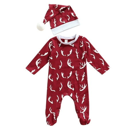 

One Opening Newborn Baby Boy Girl Clothes Christmas Reindeer Jumpsuit Romper