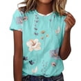 thumbnail image 4 of LYMAYTER Women Casual T-Shirts Summer Print Crew Neck Short Sleeve Breathable Loose for Tees Top XXS-6XL, 4 of 9
