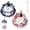 Blue + Red, variant on Umbrella Shape Ceramic Tea Strainer, Thickened Umbrella Tea Infuser, Loose Leaf Filter with Rotating Design for Coffee Brewing, Blue & White Tea Filter with Matching Base