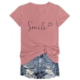thumbnail image 4 of DHFJKG Women V Neck Top Short Sleeve T Shirt Casual Letter Graphic Tee Crew Neck Daily Wear Comfortable Summer Tshirts Versatile Tops, 4 of 4