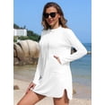 thumbnail image 3 of Charmo Women's Hooded UPF 50+ Rash Guard Long Sleeve UV Protection Zipper Swimwear Shirts with Pockets, 3 of 7