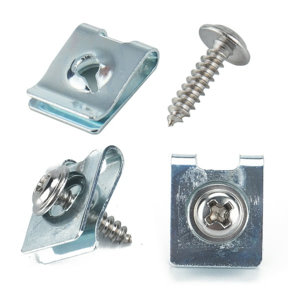 200 Pcs Manganese Steel U Nut Spire U Clips Practical Fasteners U Clip Screw Kit Self Tapping Nut