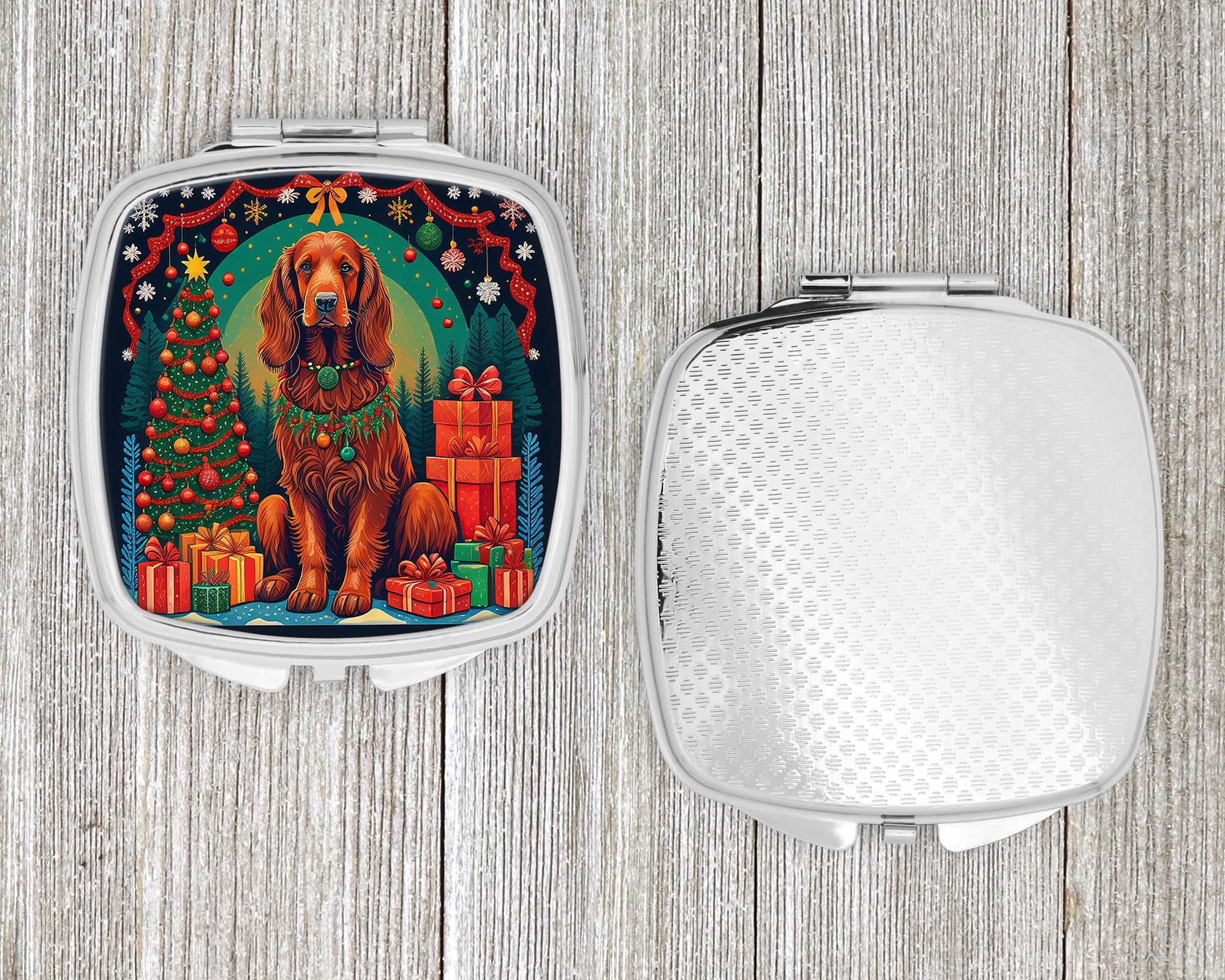 Irish Setter Christmas Compact Mirror 2.75 in x 3 in