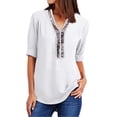 thumbnail image 1 of Aunavey Summer Women V-neck Chiffon Sequin Blouse, 1 of 3