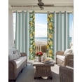 thumbnail image 4 of Aqua Stripes Lemon Blackout Curtains, Light Blocking Print Window Curtains, Spring Botanical Plant Vertical Line Thermal Insulated Window Drapes for Living Room Kitchen Cafe 2 Panels, 55"W x 39"L, 4 of 9