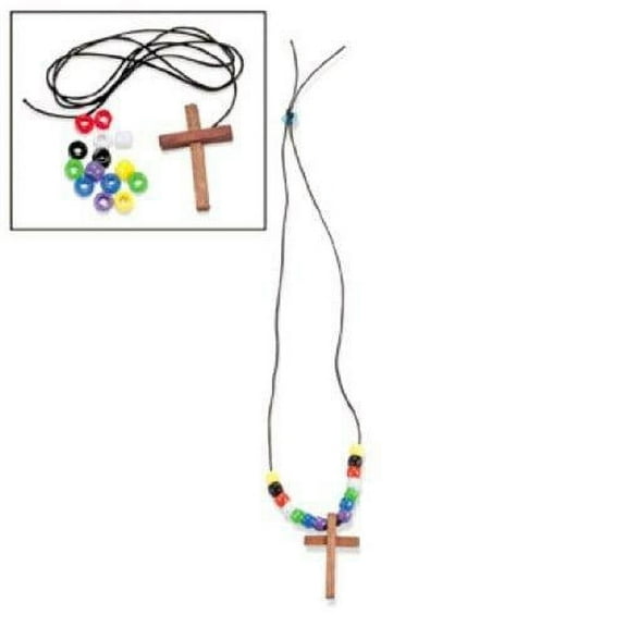 Wood Cross Faith Necklace - Craft Kits - 12 Pieces