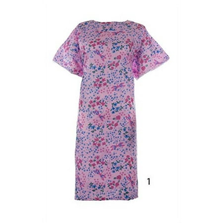 

Women s Poly Cotton Backwrap Gown - (Large Pink Flower)