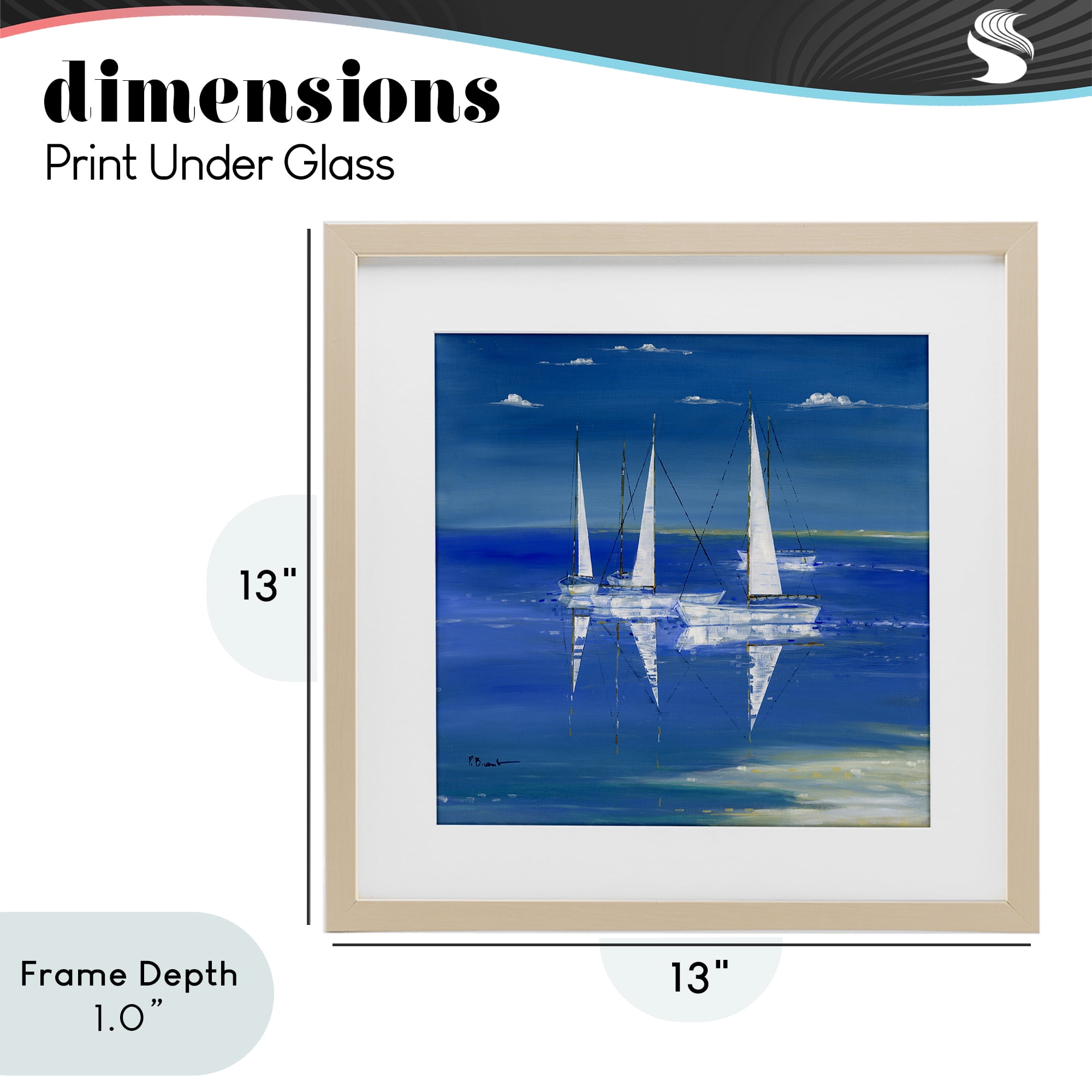 Stupell Industries Serenity Sailboats Reflected on Water Birch Framed Print Under Glass, design by Paul Brent