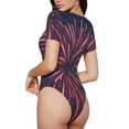 thumbnail image 2 of Saiise Motif Feux d'Artifice3 Combinaison à Manches Courtes pour Femmes Pyjama Col Rond Justaucorps Extensible avec Fermeture à Pression-Grand, 2 of 7