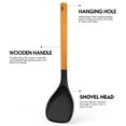 thumbnail image 3 of Large Silicone Cooking Utensils Set - Heat Resistant Silicone Utensils for Cooking w Long Wooden Handles, Kitchen Utensil Spatula Set, Kitchen Gadgets for Non-Stick Cookware, BPA Free(Black), 3 of 7
