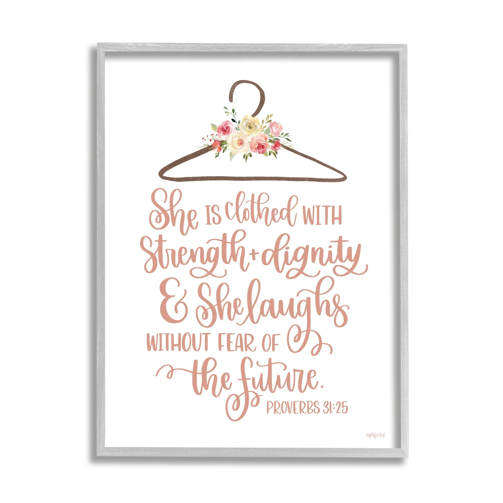 Stupell Industries Proverbs Verse Uplifting Religious Calligraphy Floral Design Graphic Art Gray Framed Art Print Wall Art, Design by Imperfect Dust
