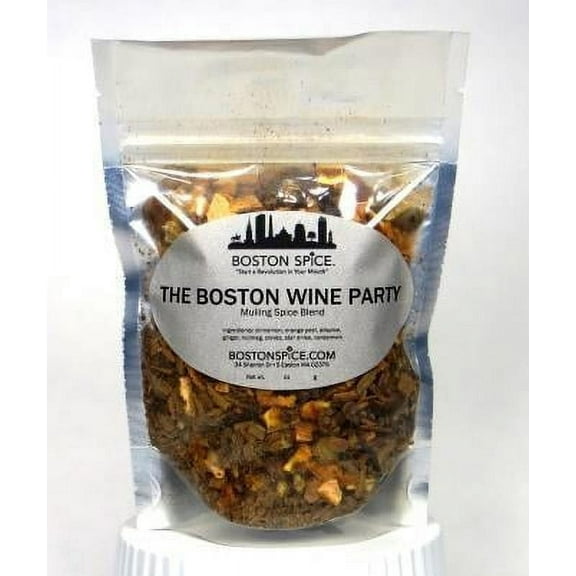 Boston Spice The Boston Wine Party Handmade Gourmet Hand Blended Mulling Spice Blend for Easy to Make Hot Warm Cold Mulled Red or White Wine and Mulled Apple Cider 1/2 Cup wt. 2.4oz/70g