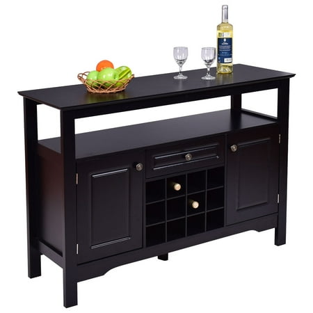 Gymax Storage Buffet Sever Cabinet Sideboard Table Wood Wine Rack Gymax Storage Buffet Sever Cabinet Sideboard Table Wood Wine Rack