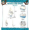 thumbnail image 2 of CoTa Global Aqua Sky Sailboat Ship Model, 15.3″ Wooden Shelf Art Figurine Decoration Handcrafted Figure Tabletop Décor Nautical Decorative Coastal Ocean Mantel Home Accent, 2 of 7
