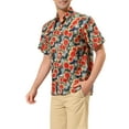 thumbnail image 4 of Unique Bargains Men's Summer Sunflower Printed Short Sleeve Button Down Shirt XL Navy Red, 4 of 6
