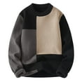 thumbnail image 1 of RKSRN Chandail pour Hommes Automne Hiver Chaud Colorblock Tricoté Col Rond Chandail Manches Longues Col Rond Haut Doux Ample, 1 of 2