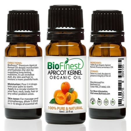 BioFinest Apricot Kernel Organic Oil - 100% Pure Cold-Pressed - Best Moisturizer For Hair Face Skin Acne Sunburn Cuts Wrinkle Scars Eczema - Essential Antioxidant, Vitamin E - FREE E-Book (Best Facial To Remove Acne Scars)