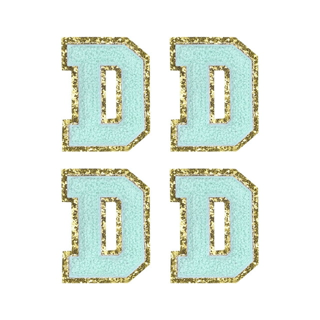 4uds Parches de Letra de Chenille Unique Bargains Azul Alfabeto D 3.1 Pulgadas para ropa zapatos sombreros mochilas