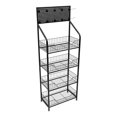 thumbnail image 4 of SHZICMY 4-Tier Mobile Retail Display Rack Snack Storage Organizer Basket Stand Cart+Hook, 4 of 23