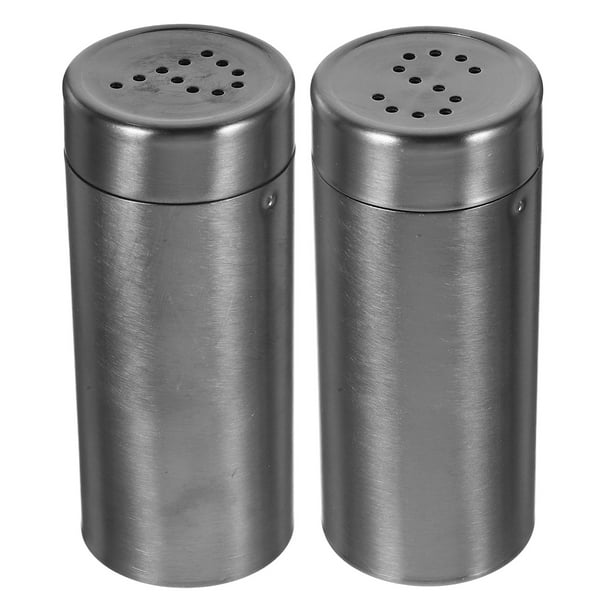 2 tarros de especias de cocina, dispensador de condimentos de metal, salero y pimentero portátil pequeño.
