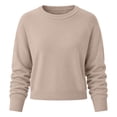 thumbnail image 3 of Women's Cropped Sweater Neck Long Sleeve Knit Pullover Casual Lightweight Soft Sweater Top for Fall Winter, 3 of 3