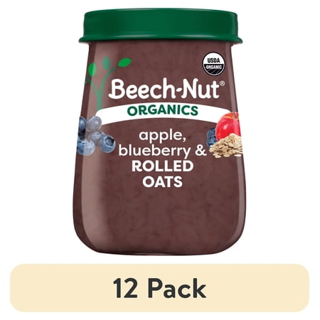 (12 pack) Beech-Nut Organics Stage 3 Organic Baby Food, Apple Blueberry & Oats, 4 oz Jar