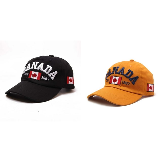 (2-Pack) Kcodviy Canada Baseball Cap Canada Baseball Caps for Men Adjustable Day Embroidered Maple Leaf Baseball Caps for Men Adjustable Mesh Flag Adjustable Hat