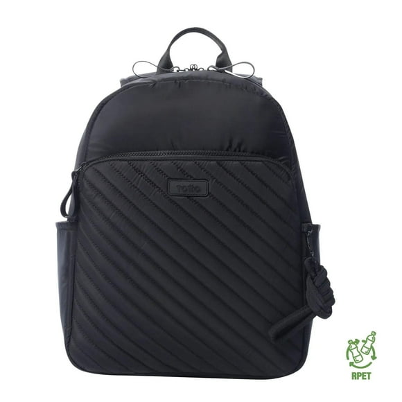 TOTTO Mochila Mediana para Mujer Porta Laptop 15.4 con Bolsillo para Botella | Escuela - Oficina - V negro M