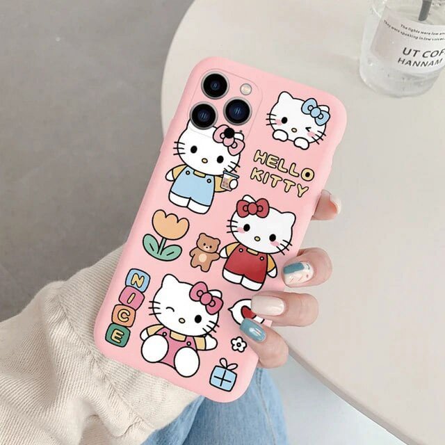 Phone Case for For Apple iphone 12 Pro Max 11 Mini Girls Anti-drop Cartoon Cinnamoroll Kuromi Hello Kitty Silicone Printed Cover LXY