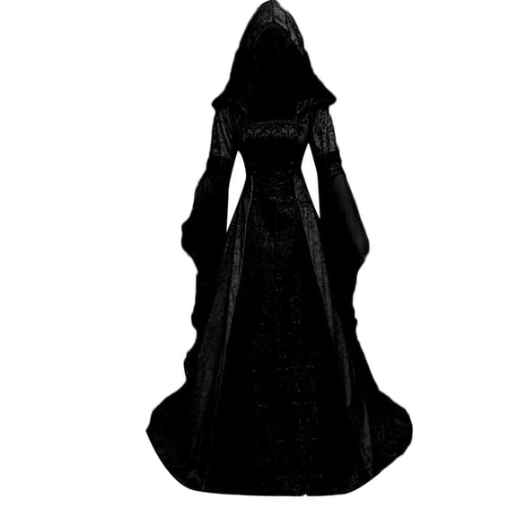 Witch Women's Halloween Fancy-Dress Costume, Women's Medieval Renaissance Hooded Dress, Vintage Corset Dress with Classic Look, Gothic Clothes for Women Halloween Costume Parties