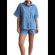 thumbnail image 3 of Conjuntos de 2 Piezas para Mujer: Camisa Vaquera Azul de Corta con Botones y Pantalones Cortos de Mezclilla de Cintura Alta. Azul S, 3 of 7
