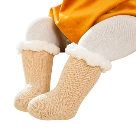 

Kids Socks Baby Boy Girl Solid Ankle Crew Socks With Grips Toddler Kids Unisex Fleece Lined Warm Thick Cotton Socks Toddler Socks Infant Socks(Color:Khaki Size:0-6 Months)