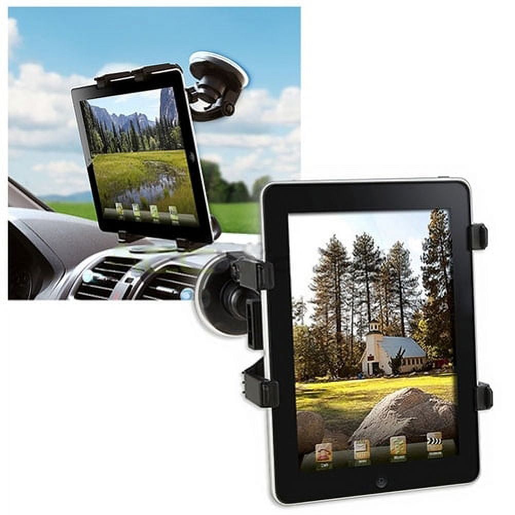 Dual Car Tablet Mount, woleyi Windshield Car Window Phone & Tablet Holder with Double Long Arm Suction Cup for iPad Pro 9.7, 11, 12.9 Air Mini 5 4 3