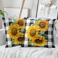 thumbnail image 4 of Sunflower Pillow Covers 16x16 Inch Set of 2 Summer Flower Black White Buffalo Plaid Decorative Throw Pillows Yellow Floral Pillow Cases Farmhouse Home Decor for Cushion Couch Sofa Outdoor, 4 of 6