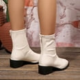 thumbnail image 5 of Viluyesy Womens Ankle Booties Pointed Toe Low Block Heel Glossy Faux Leather Rear Zipper Slim Fit Daily Dress Boots Beige Size 9, 5 of 8