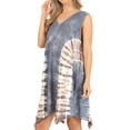 thumbnail image 3 of Sakkas Lunna Women's Casual Sleeveless Hi-low V-neck Knit Tie-dye Dress Cover-up - GreyBrown - L-XL, 3 of 5