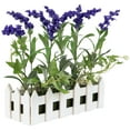 thumbnail image 3 of Northlight 11.75" Flowering Lavender Artificial Plant in Picket Fence Container - Green/Purple, 3 of 8