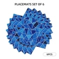 thumbnail image 2 of Linen Placemat With 18×12in Double Stitching Is Effectively Insulated And Foldable For Family Hotel Picnic Trips Royalblue Geometric Lines_4 Six Piece, 2 of 8