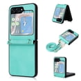 thumbnail image 1 of SaniMore for Samsung Galaxy Z Flip 5 (6.7" 2023) Phone Case, Retro PU Leather + Crossbody Lanyard, Shockproof Anti-fall Slim, Durable Wear-resistant Folding Shell for Galaxy Z Flip 5, Green, 1 of 6