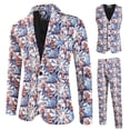 thumbnail image 2 of Elegant 3 Piece Tuxedo Style Formal Wear Mens Suit One Button Slim Fit Tuxedo Set Blazer Vest Pants Ensemble for Prom Business Festive Occasions, 2 of 5