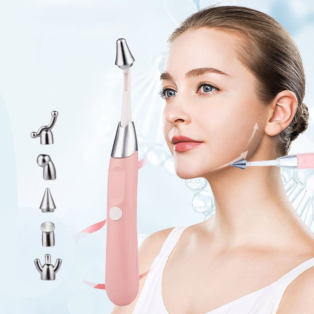 Dispositivo de Belleza para Ojos y Rostro para Mujer | Dispositivo de Belleza Facial Vibratorio | Material Plástico | Color Rosa | Portátil | Cabezales de Masaje Intercambiables | 1 Unidad