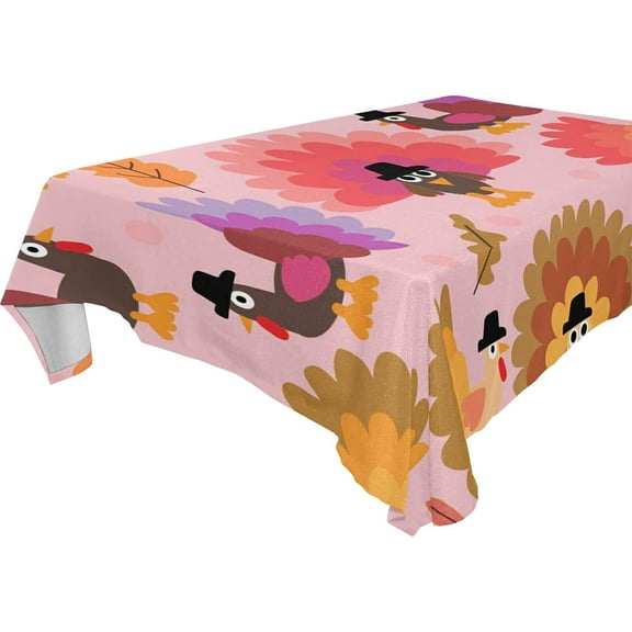 SKYSONIC Thanksgiving Turkey Tablecloth Waterproof Washable Polyester Square Table Cover Durable Tablecloth for Kitchen Dining Table Party Decor (60 X 60 Inch)
