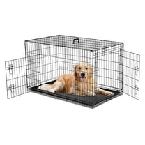 Dog Crate 36 Inch Medium Wire Kennel with Divider Panel - Metal Dog Cages with Double Door, Leak-Proof Tray, Portable Folding Crate for Indoor Outdoor Travel