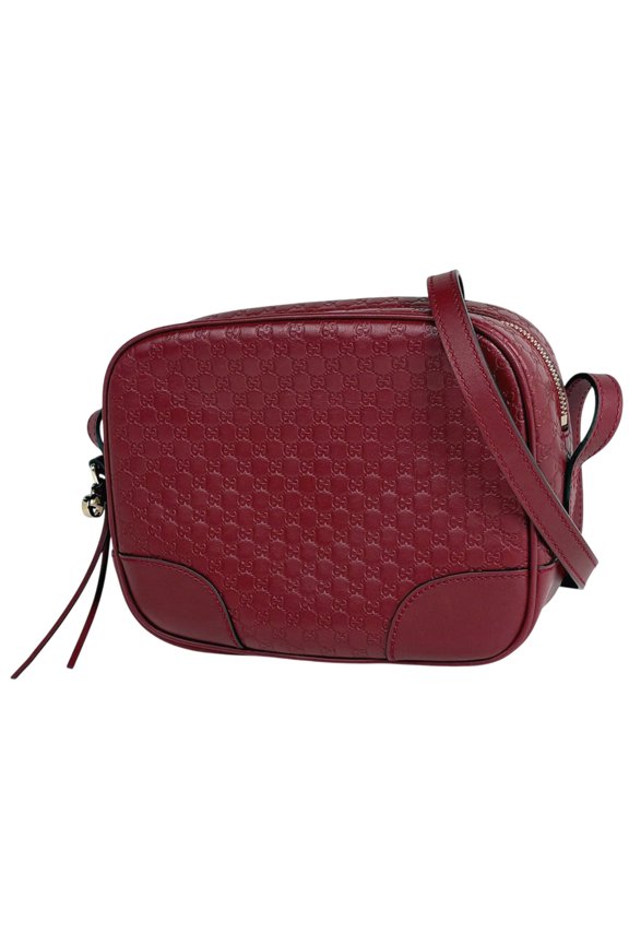Pre-Owned Gucci Micro Guccissima Shoulder Bag, GG Pattern, Shimmer Leather, Red, 449413, Women's