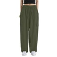 thumbnail image 1 of Sunloudy Pantalones cargo casuales para mujer, pantalones sueltos de moda de cintura baja elásticos de color sólido con bolsillos laterales Sunloudy  moda, 1 of 4