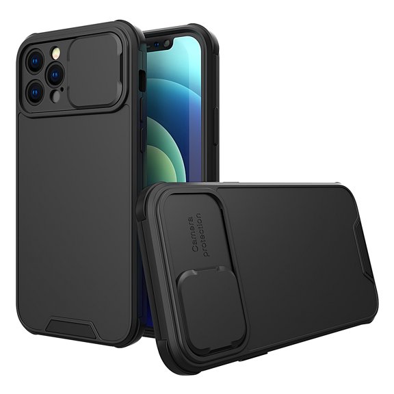 For iPhone 12 Slide Lens Protection Window Camera Cover Shockproof Hybrid Shell Case