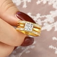 thumbnail image 3 of Wuziwen Vintage Yellow Gold Plated Bridal Rings Set for Women 925 Sterling Silver Solitaire Size 6, 3 of 9