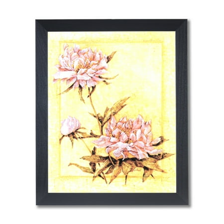 - Japanese Asian Peonies Flowers Contemporary Wall Picture Black Framed Art Print