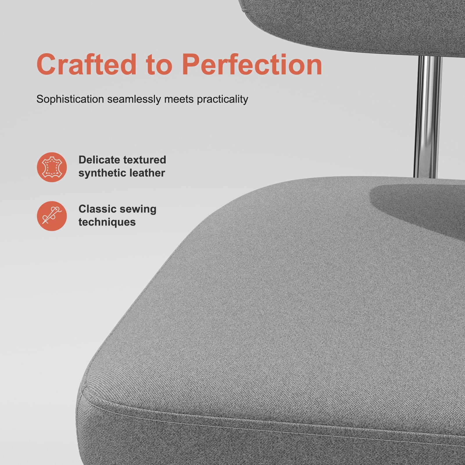 Genpo Counter Height Bar Stools Set of 3, 26" Gray Fabric Kitchen Counter Stools with Backs, Metal Legs, Footrest and Wide Seat, Bar Chairs for Kitchen Island