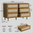 thumbnail image 2 of LAZZO 6-Drawer Rattan Dresser, Modern Chest of Drawers, Wooden Storage Organizer for Bedroom, Living Room & Hallway, Brown, 2 of 7